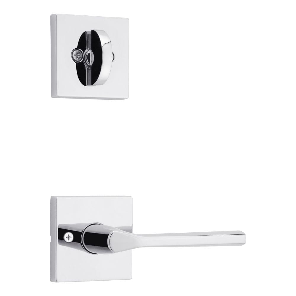 Kwikset 966LSLSQT-26.UNIV Lisbon Lever with Square Rose Interior Single Cylinder Handleset Trim for Both 800 and 687 Series Handlesets Bright Chrome Finish.