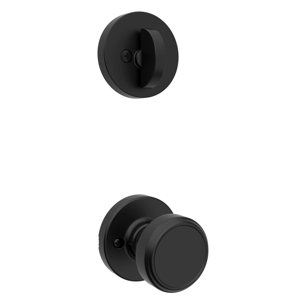 Kwikset 966MNKRDT-514.UNIV Maven Knob Round Rose Interior Single Cylinder Handleset Trim for Both 800 and 687 Series Handlesets Matte Black Finish.