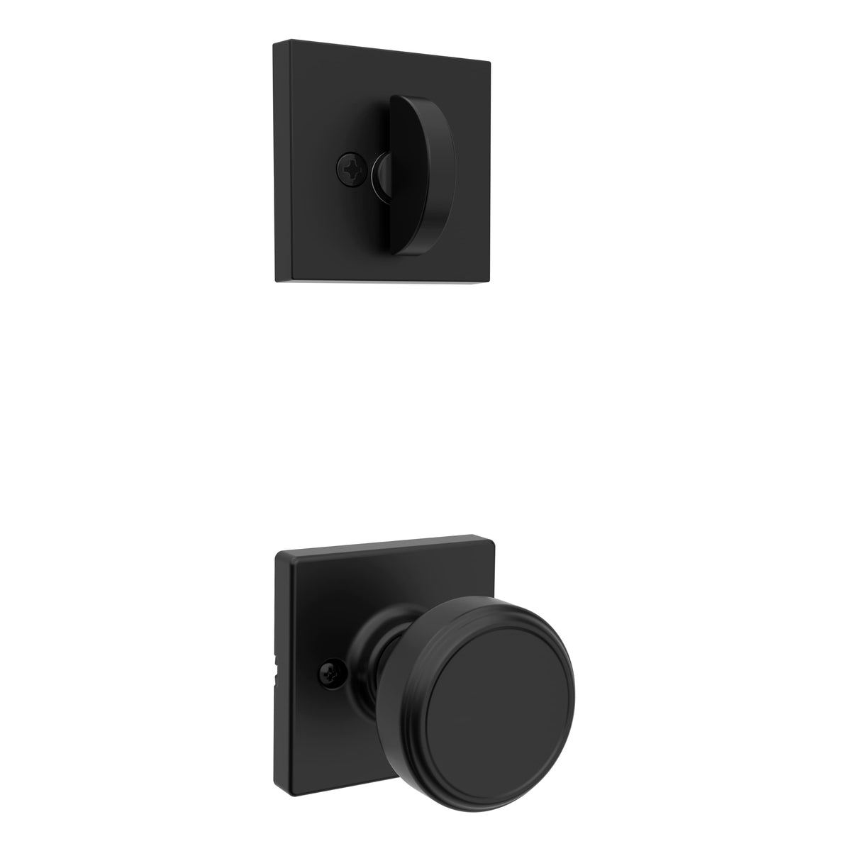 Kwikset 966MNKSQT-514.UNIV Maven Knob Square Rose Interior Single Cylinder Handleset Trim for Both 800 and 687 Series Handlesets Matte Black Finish.