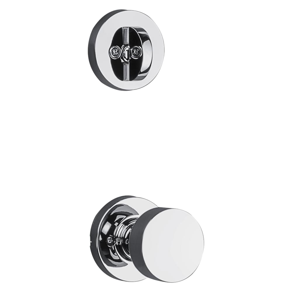 Kwikset 966PSKRDT-26.UNIV Pismo Knob with Round Rose Interior Single Cylinder Handleset Trim for Both 800 and 687 Series Handlesets Bright Chrome Finish.