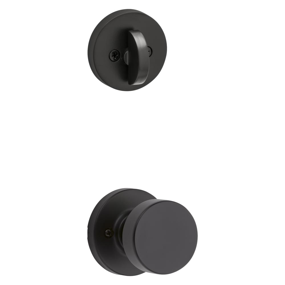 Kwikset 966PSKRDT-514.UNIV Pismo Knob with Round Rose Interior Single Cylinder Handleset Trim for Both 800 and 687 Series Handlesets Matte Black Finish.