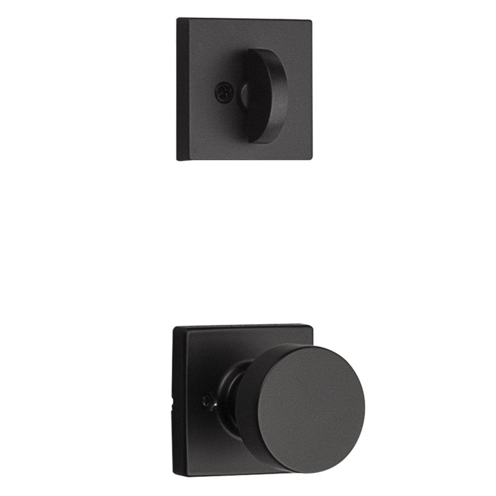 Kwikset 966PSKSQT-514.UNIV Pismo Knob with Square Rose Interior Single Cylinder Handleset Trim for Both 800 and 687 Series Handlesets Matte Black Finish.