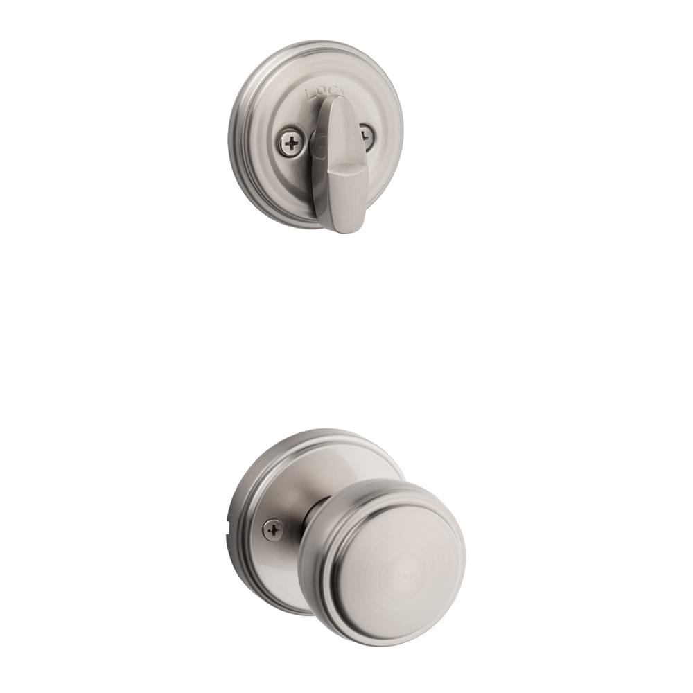 Kwikset 966SOK-15.UNIV Sora Knob with Traditional Round Rose Interior Single Cylinder Handleset Trim for Both 800 and 687 Series Handlesets Satin Nickel Finish.