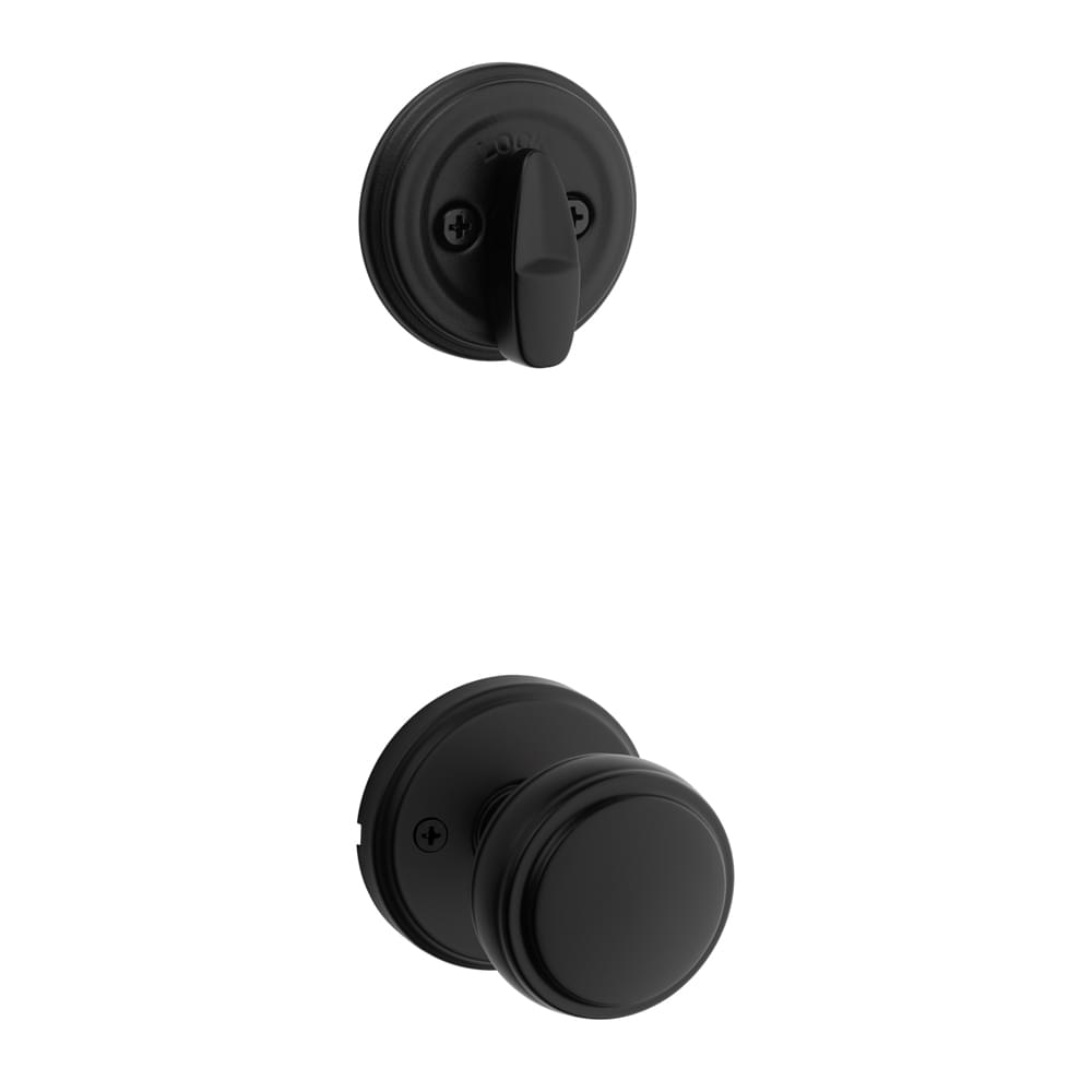 Kwikset 966SOK-514.UNIV Sora Knob with Traditional Round Rose Interior Single Cylinder Handleset Trim for Both 800 and 687 Series Handlesets Matte Black Finish.
