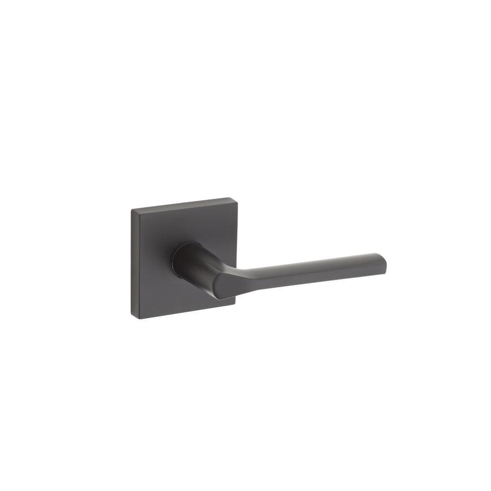 Kwikset 968LSLSQT-514 Lisbon Lever with Square Rose Interior Dummy Handleset Trim Matte Black Finish.
