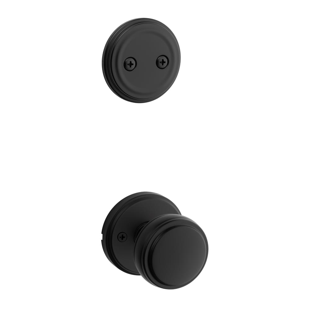 Kwikset 968SOK-514 Sora Knob with Traditional Round Rose Interior Dummy Handleset Trim Matte Black Finish.