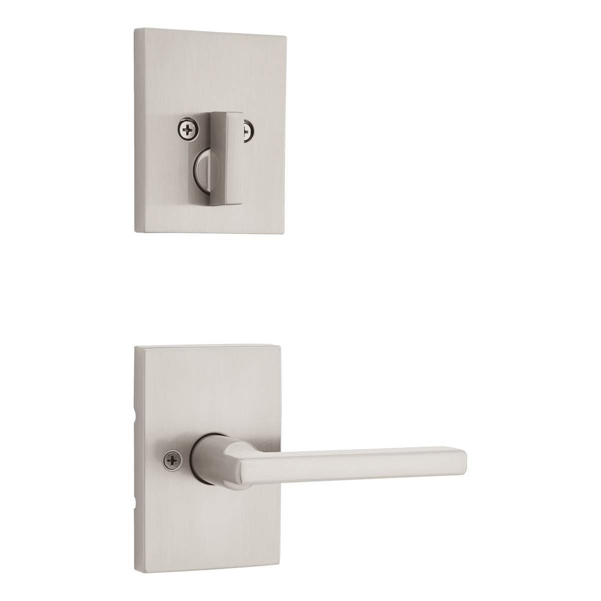 Kwikset 971HFLRCT-15 Single Cylinder Interior Halifax Lever Trim with Rectangular Rose Satin Nickel Finish.