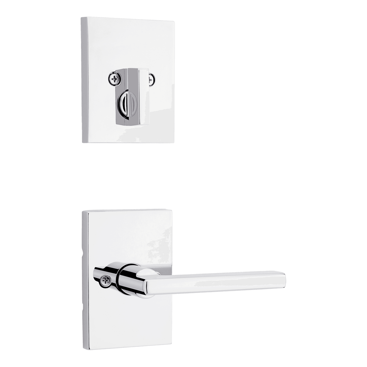 Kwikset 971HFLRCT-26 Single Cylinder Interior Halifax Lever Trim with Rectangular Rose Bright Chrome Finish.