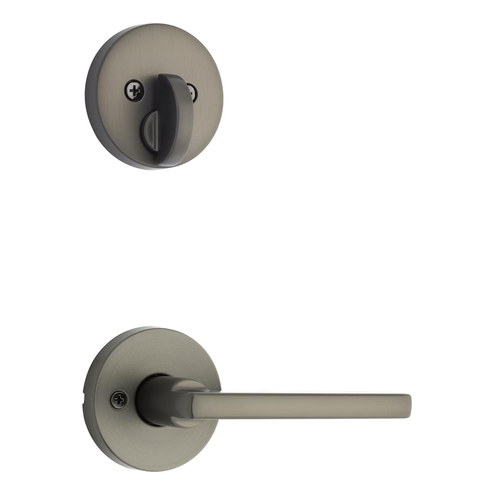 Kwikset 971HFLRDT-18G Single Cylinder Interior Halifax Lever Trim with Round Rose Gunmetal Finish.