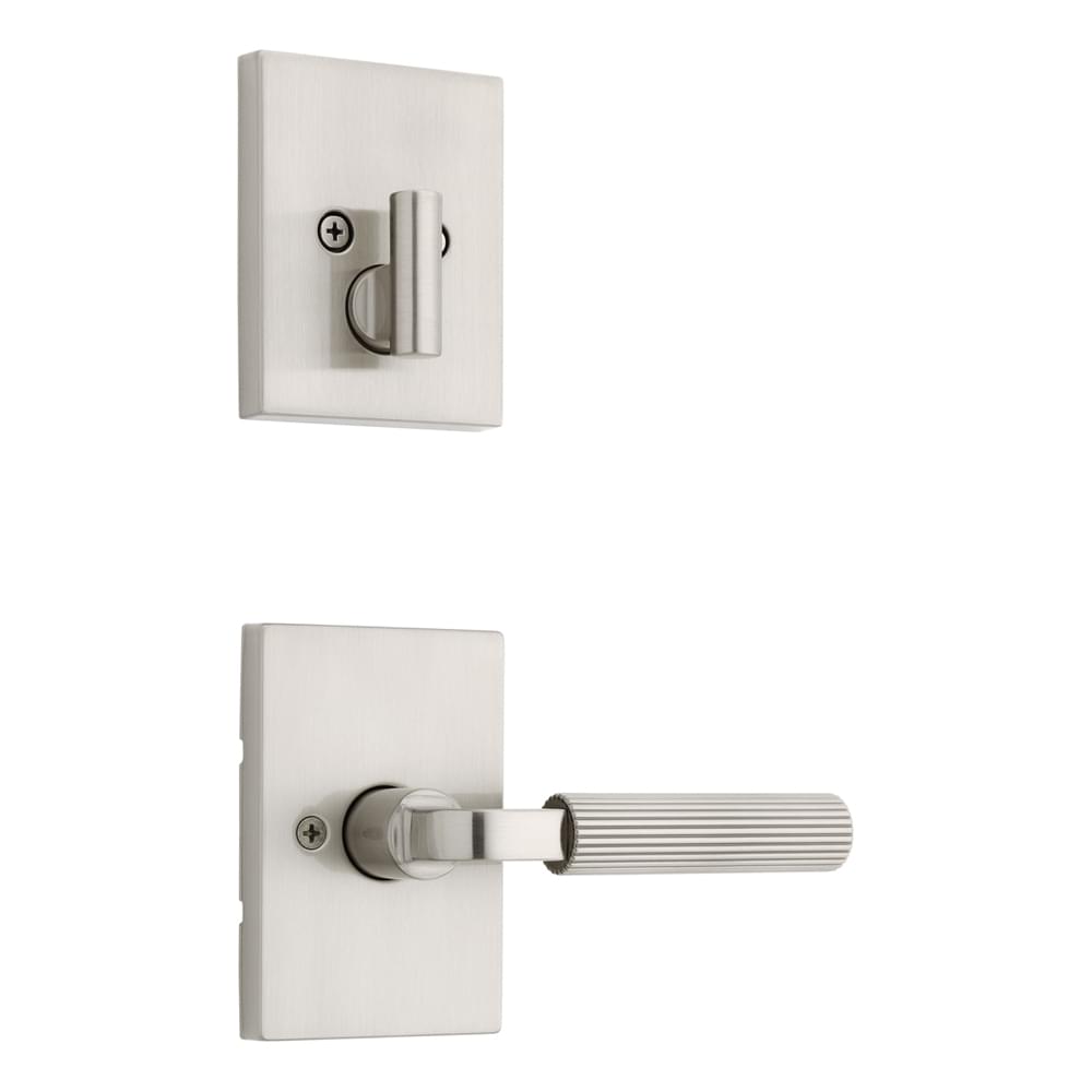Kwikset 971MALRCT-15 Single Cylinder Interior Mirada Reeded Pattern Lever with Contemporary Rectangular Rose Trim Satin Nickel Finish.