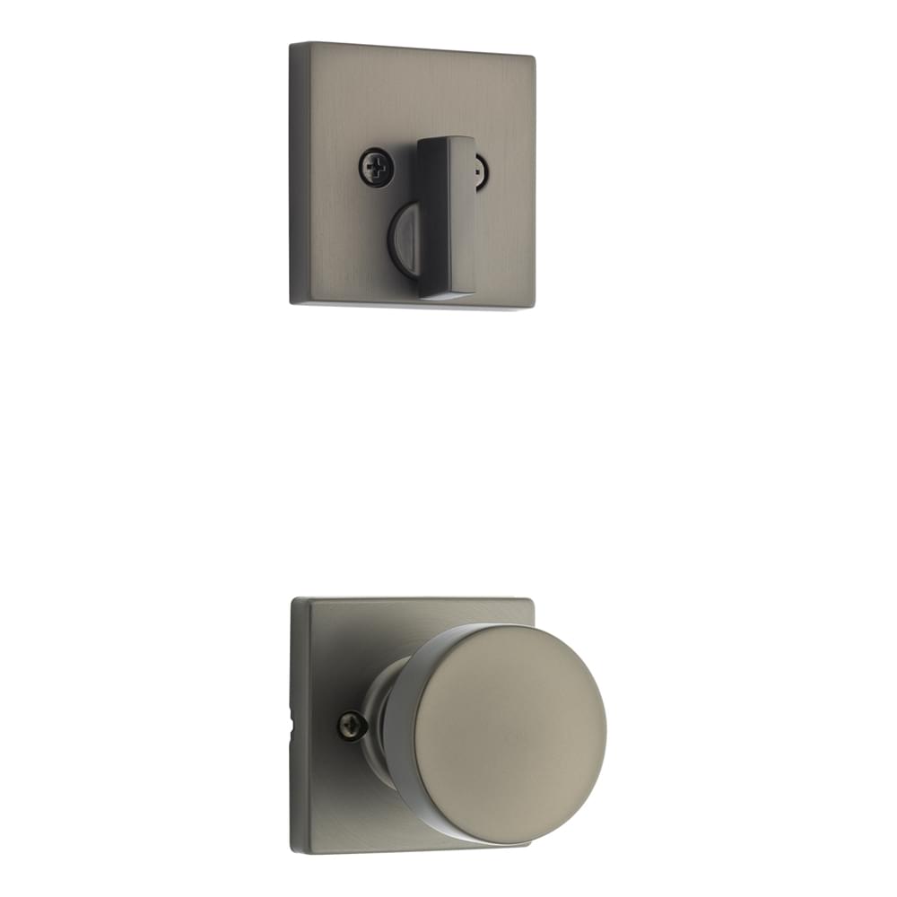 Kwikset 971PSKSQT-18G Single Cylinder Interior Pismo Knob Trim with Square Rose Gunmetal Finish.