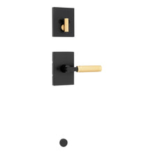 Kwikset 971PVLRCT-5144 Single Cylinder Interior Prava Lever Trim with Satin Brass Grip with Rectangular Rose Matte Black Finish.