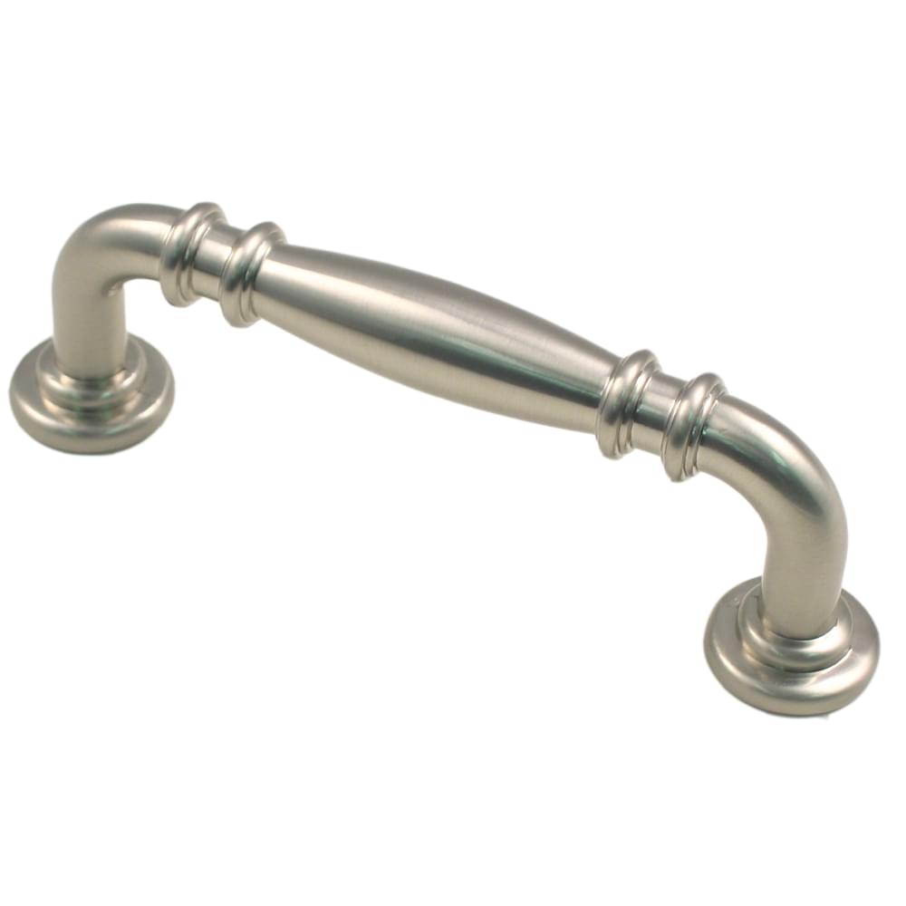 Rusticware 971SN 4" Center to Center Double Knuckle Cabinet Pull Satin Nickel Finish.