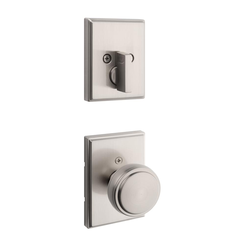 Kwikset 971SOKTRCT-15 Single Cylinder Interior Sora Knob with Traditional Rectangular Rose Trim Satin Nickel Finish.
