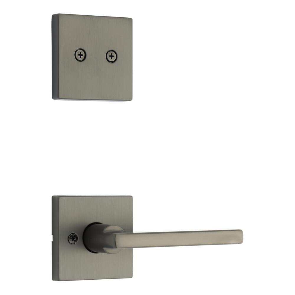 Kwikset 973HFLSQT-18G Dummy Interior Halifax Lever Trim with Square Rose Gunmetal Finish.