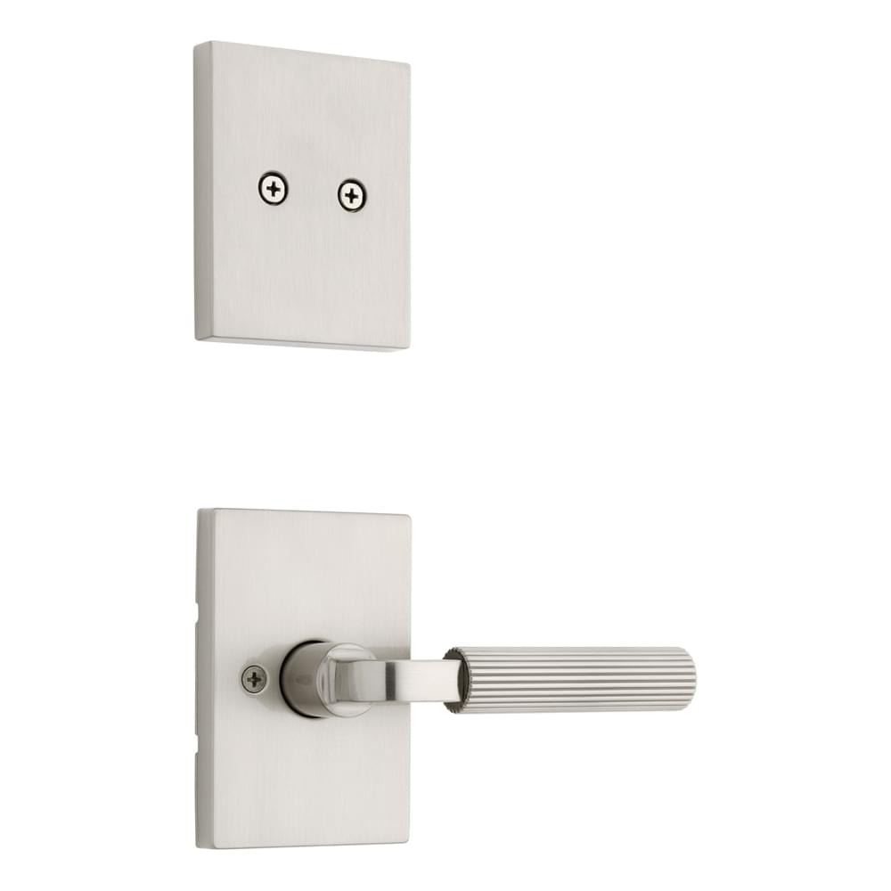 Kwikset 973MALRCT-15 Dummy Interior Mirada Reeded Pattern Lever with Contemporary Rectangular Rose Trim Satin Nickel Finish.