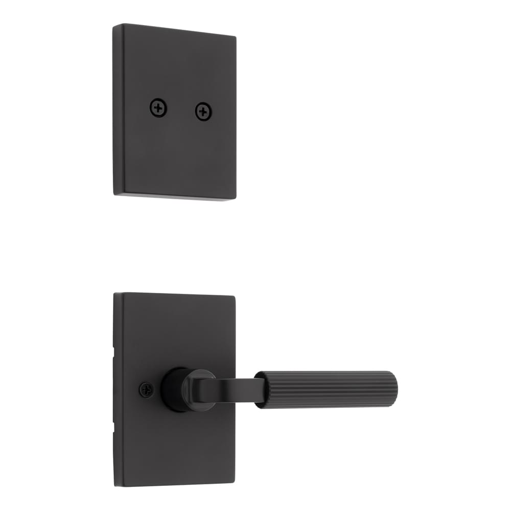Kwikset 973MALRCT-514 Dummy Interior Mirada Reeded Pattern Lever with Contemporary Rectangular Rose Trim Matte Black Finish.