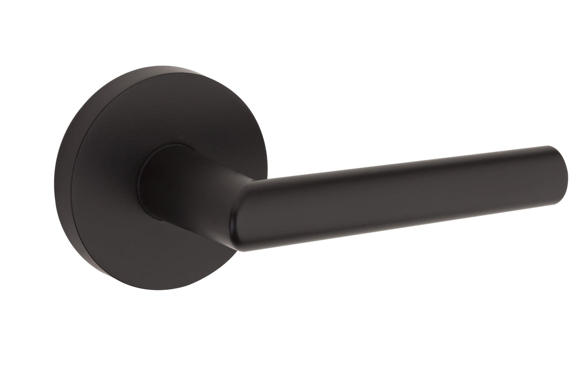 Kwikset 973MILRDT-514 Dummy Interior Milan Lever Trim with Round Rose Matte Black Finish.
