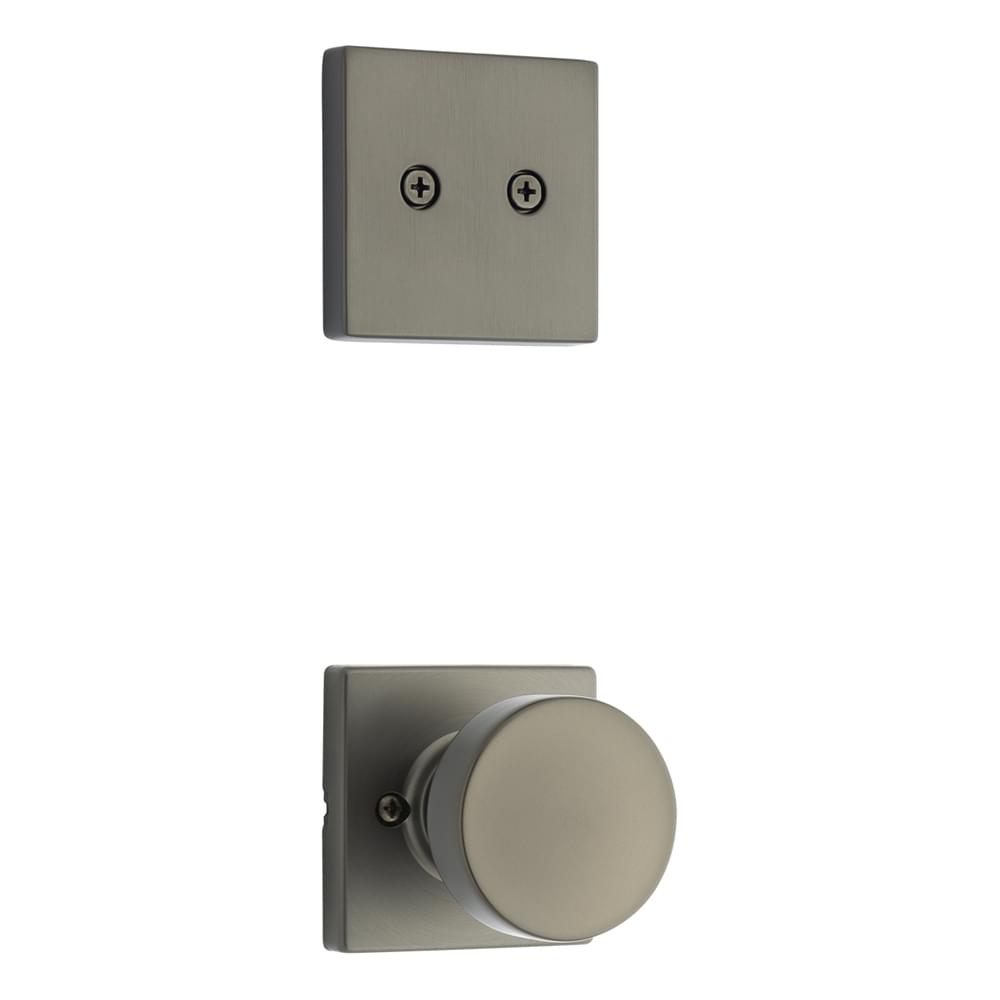Kwikset 973PSKSQT-18G Dummy Interior Pismo Knob Trim with Square Rose Gunmetal Finish.