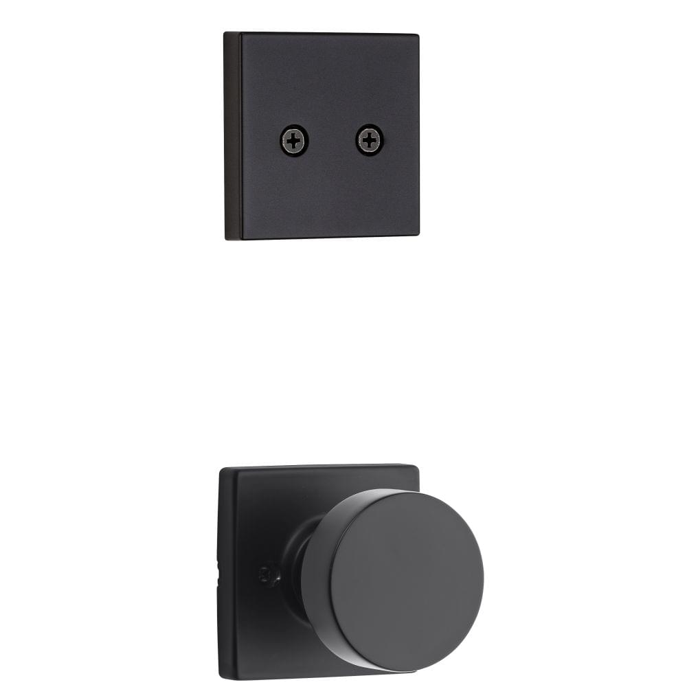 Kwikset 973PSKSQT-514 Dummy Interior Pismo Knob Trim with Square Rose Matte Black Finish.