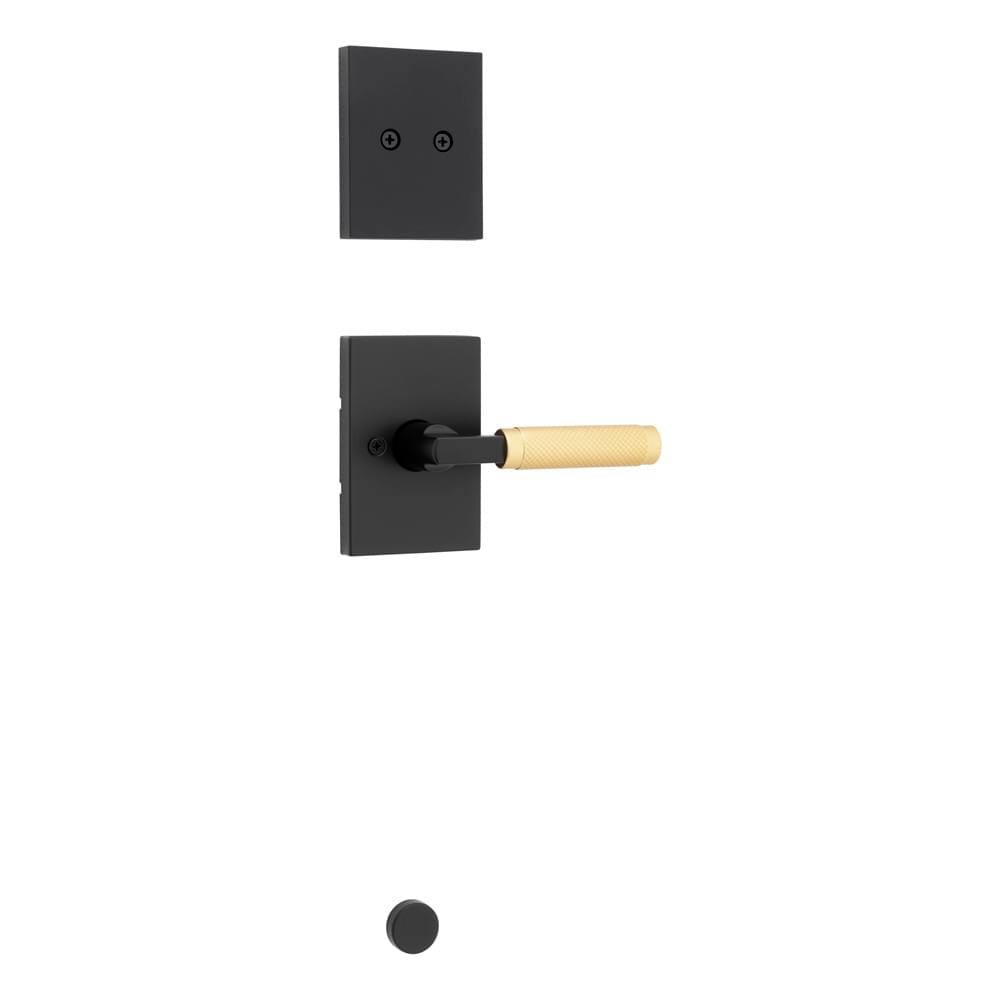 Kwikset 973PVLRCT-5144 Dummy Interior Prava Lever Trim with Satin Brass Grip with Rectangular Rose Matte Black Finish.