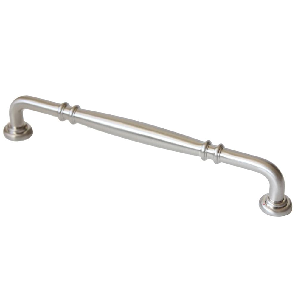 Rusticware 973SN 6" Center to Center Double Knuckle Cabinet Pull Satin Nickel Finish.