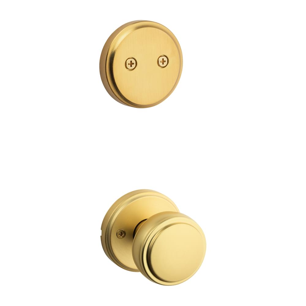 Kwikset 973SOK-4 Dummy Interior Sora Knob with Traditional Round Rose Trim Satin Brass Finish.