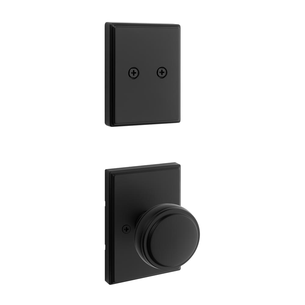 Kwikset 973SOKTRCT-514 Dummy Interior Sora Knob with Traditional Rectangular Rose Trim Matte Black Finish.