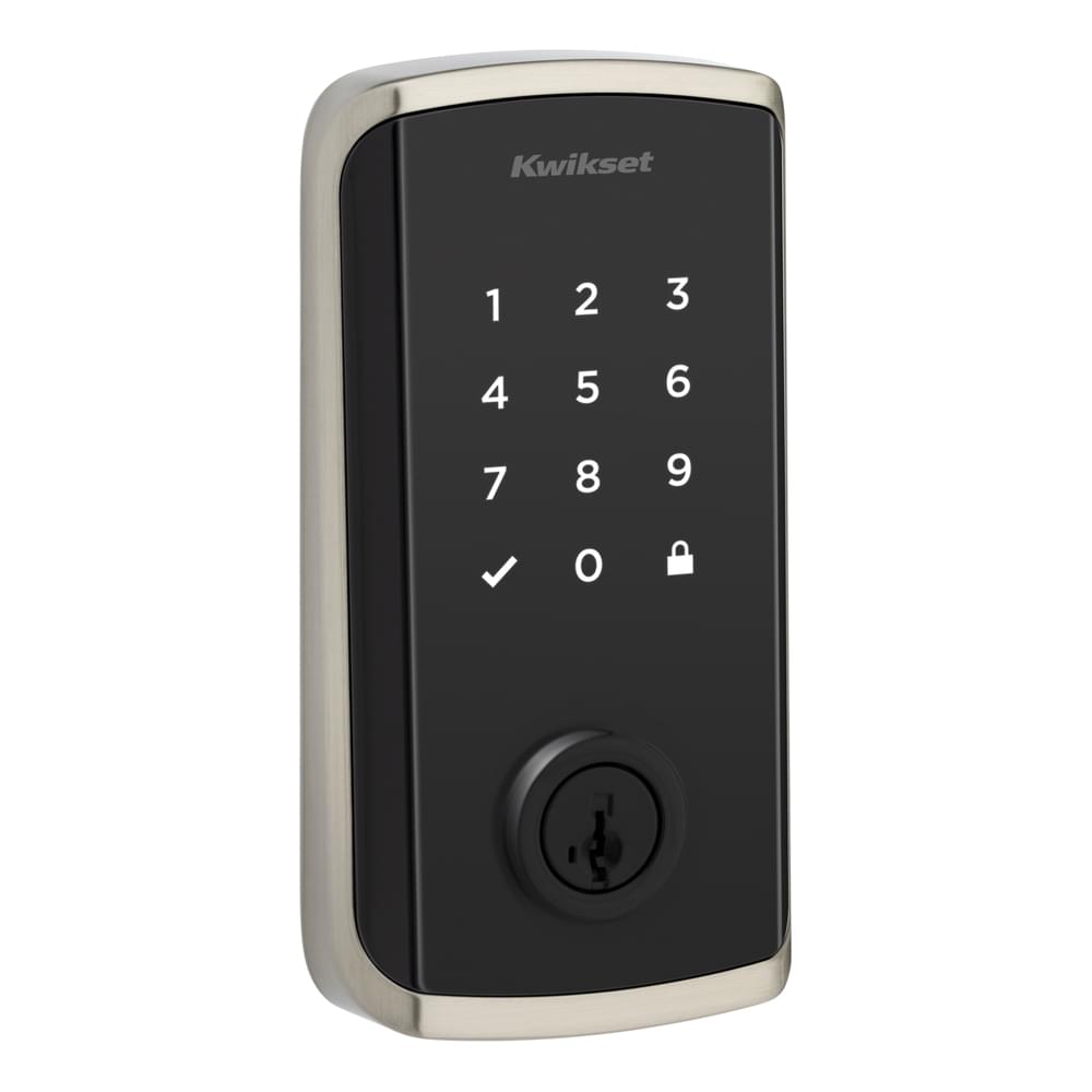 Kwikset 9801WIFITHRDTSCR-15S Halo Select Plus Touchscreen Deadbolt with WiFi and Matter Enabled with SmartKey and Tapered Bolt and Round Corner Adjustable Fire Latch Satin Nickel Finish.