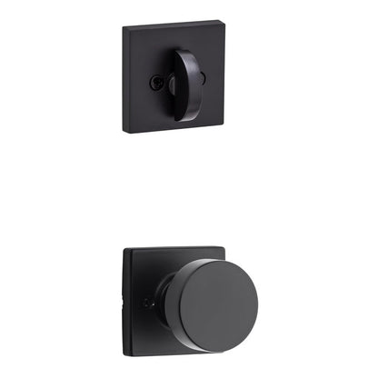 Kwikset 968PSKSQT-514 Pismo Knob with Square Rose Interior Dummy Handleset Trim Matte Black Finish