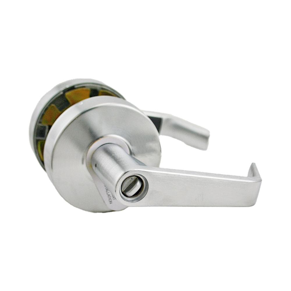 ASSA Abloy Accentra AU4607LN626LC Office Entry Augusta Lever Grade 2 Cylindrical Lock Less Cylinder, MCD234 Latch, and 497-114 Strike US26D (626) Satin Chrome Finish.