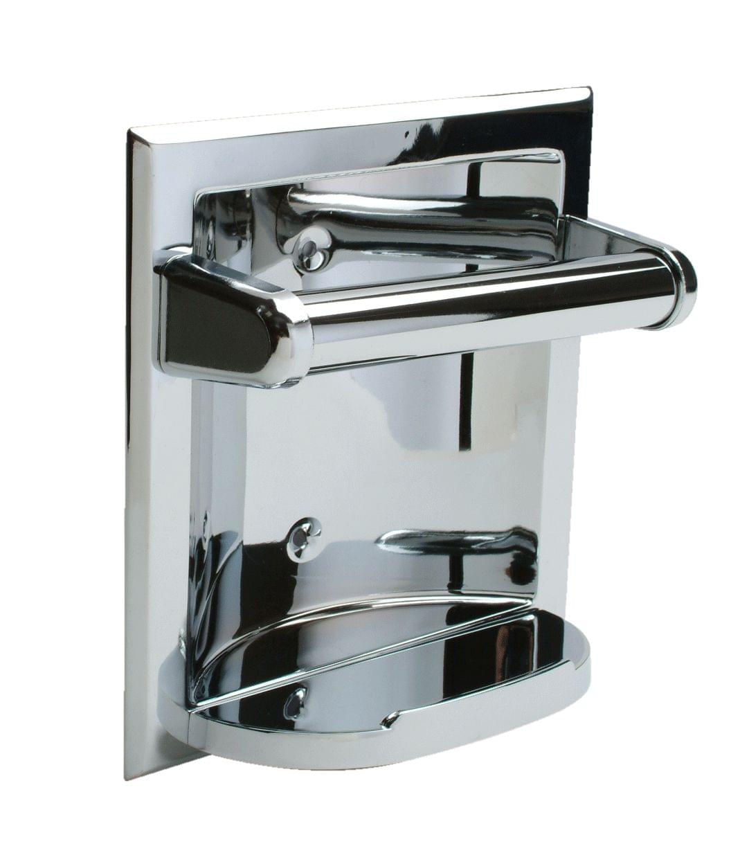 Pamex BC2CP63 Recessed Fixtures Shallow Recessed Soap Holder and Grab Bright Chrome Finish.