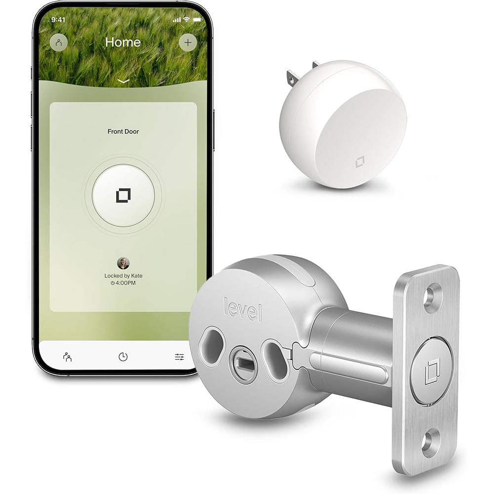 Level Bolt Connect C-D11U-S1 Level Bolt Connect WiFi and Bluetooth Retrofit Smart Deadbolt with App, and Voice Assistant Access Silver Finish.