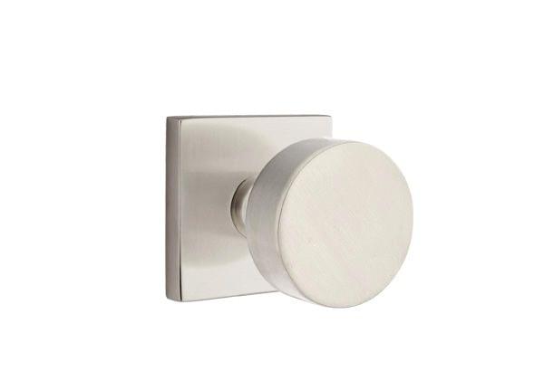 Emtek C5110ROUUS15 Round Knob 2-3/8" Backset Passage with Square Rose with CF Mechanism for 1-3/8" to 1-3/4" Door Satin Nickel Finish.