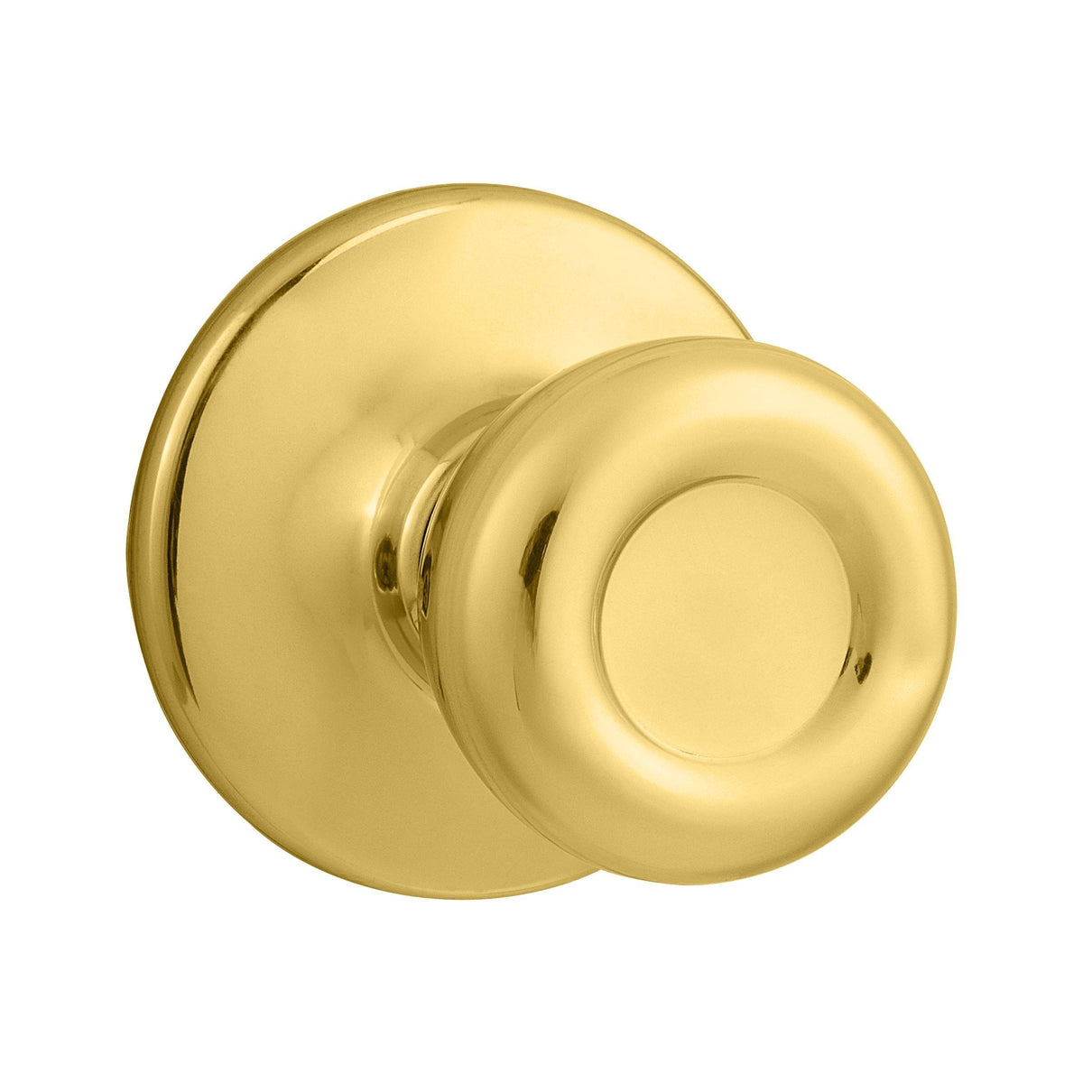 Kwikset CP200T-3 Clear Pack Tylo Knob Passage Door Lock with 6AL Latch and RCS Strike Bright Brass Finish.