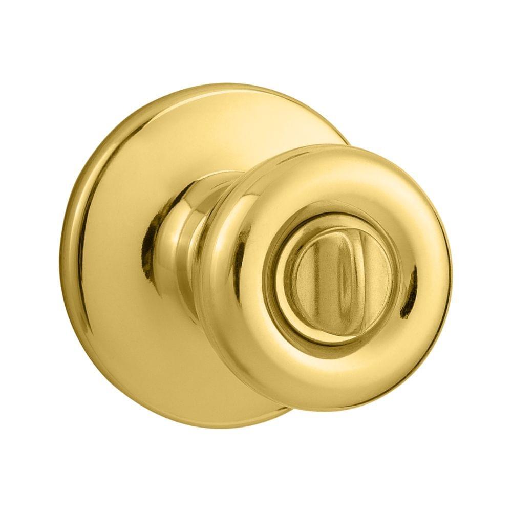 Kwikset CP300T-3 Clear Pack Tylo Knob Privacy Door Lock with 6AL Latch and RCS Strike Bright Brass Finish.