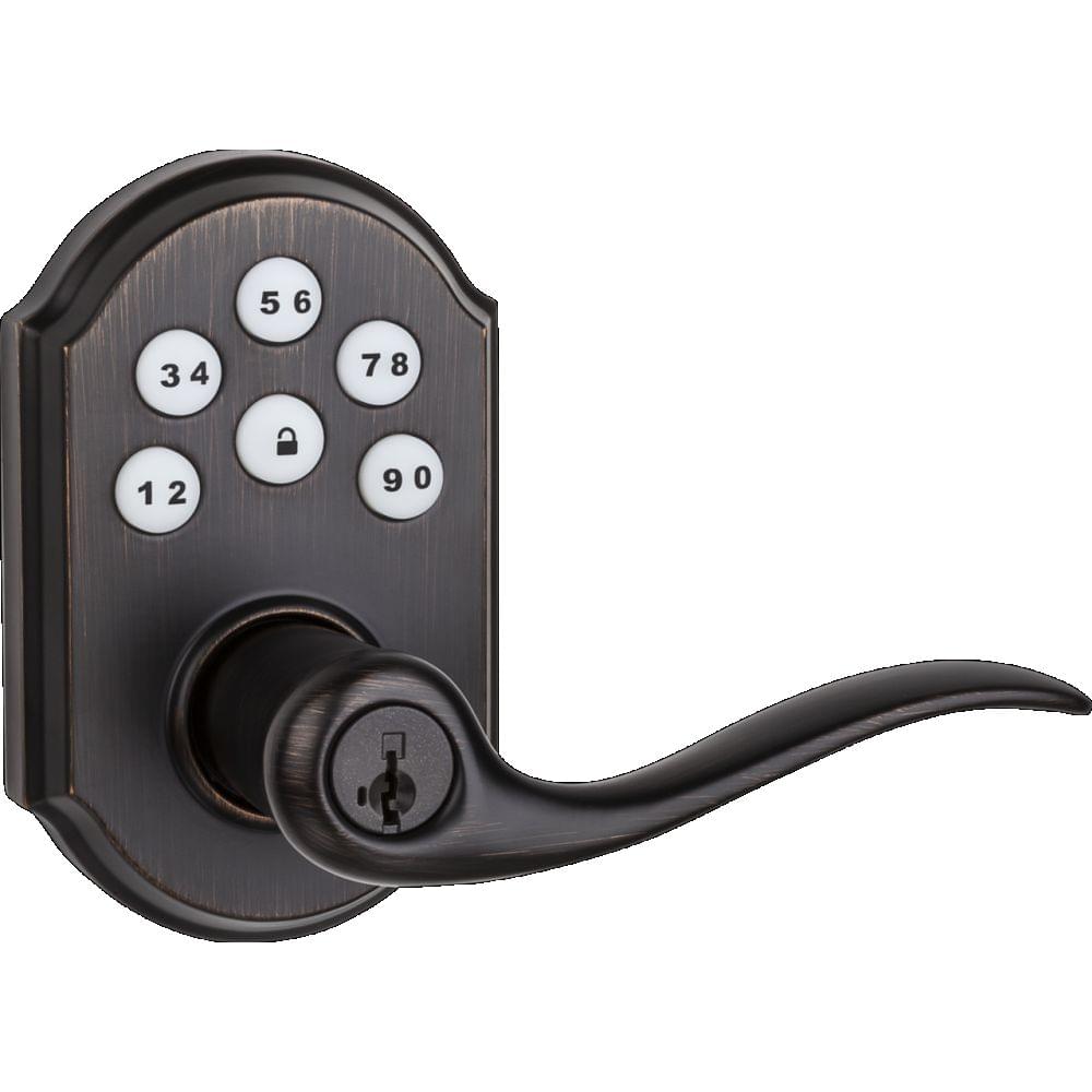 Kwikset 912TNLZW500-11PS Z-Wave Enabled Tustin Lever Smartcode Deadbolt with Z-Wave 500 Chipset with RCAL Latch and RCS Strike Venetian Bronze Finish.