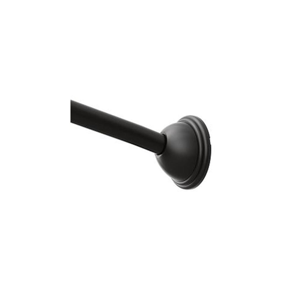 Moen CSR2160BL Adjustable Curved Shower Rod from 54" to 72" with Pivot Flange Matte Black Finish.