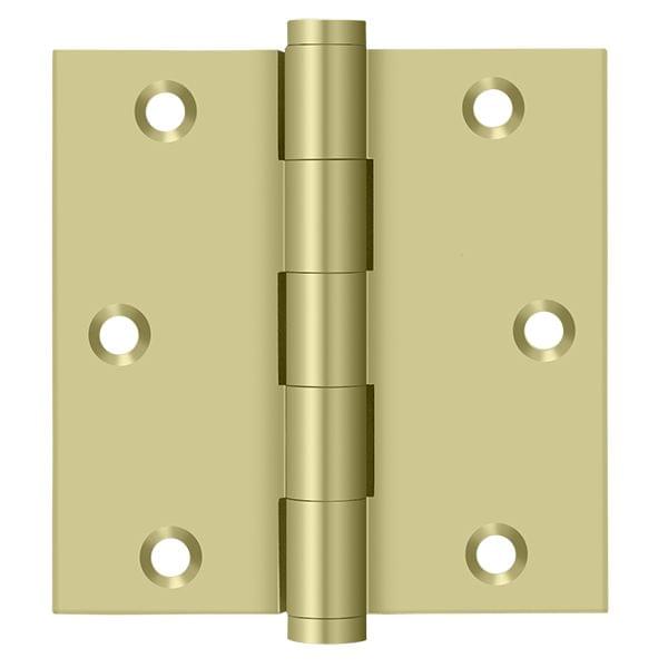Deltana DSB353-UNL-R 3-1/2" x 3-1/2" Square Hinge; Residential; Unlacquered Bright Brass Finish.