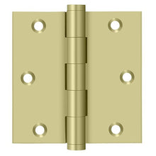 Deltana DSB353-UNL-R 3-1/2" x 3-1/2" Square Hinge; Residential; Unlacquered Bright Brass Finish.