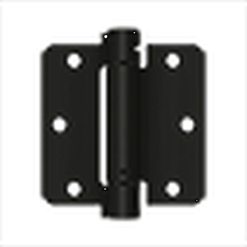 Deltana DSH35R41B 3-1/2" x 3-1/2" x 1/4" Spring Hinge; Flat Black Finish.