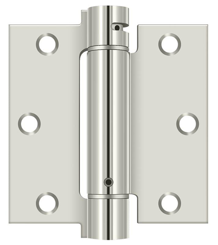 Deltana DSH35U14 3-1/2" x 3-1/2" Spring Hinge; Bright Nickel Finish.