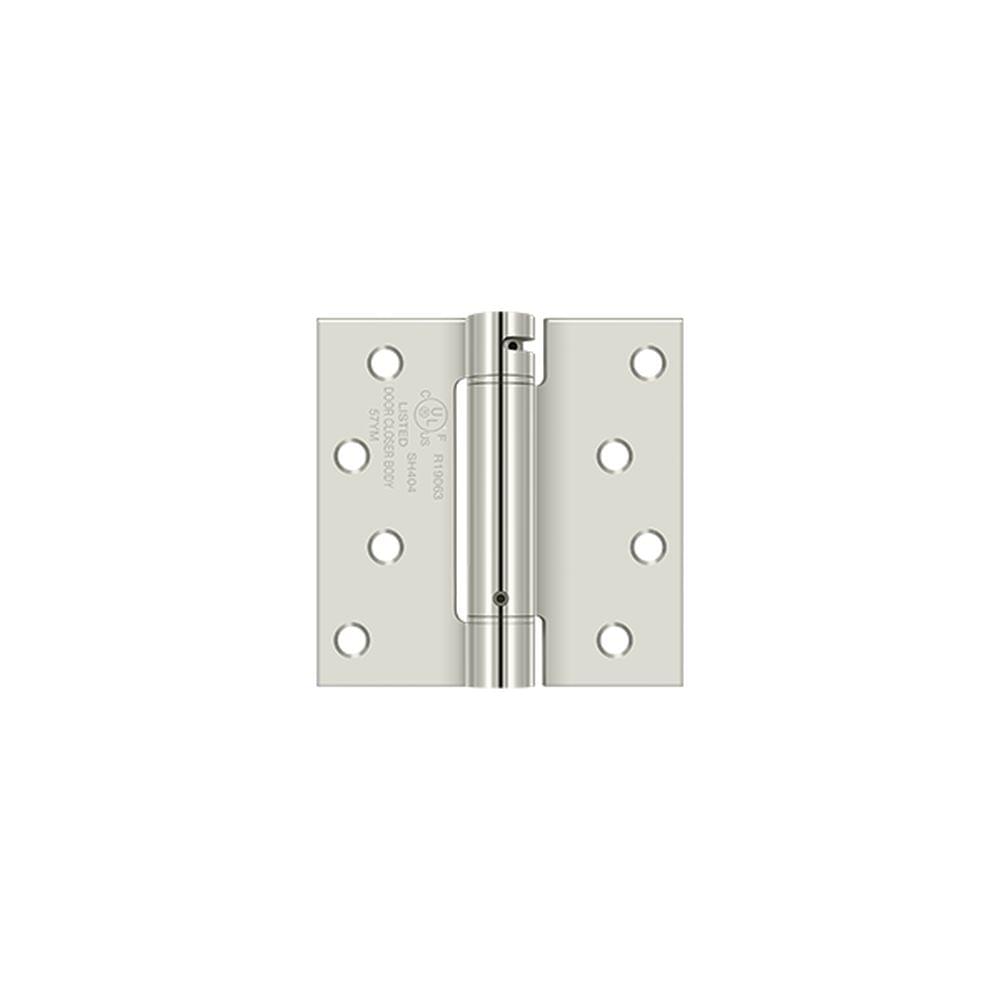 Deltana DSH44U14 4" x 4" Spring Hinge; Bright Nickel Finish.