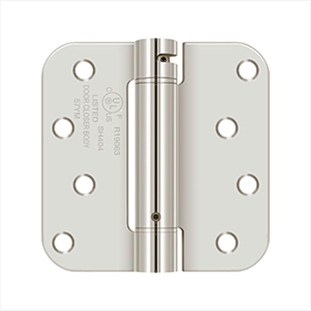 Deltana DSH4R514 4" x 4" 5/8" Radius Spring Hinge Bright Nickel Finish.