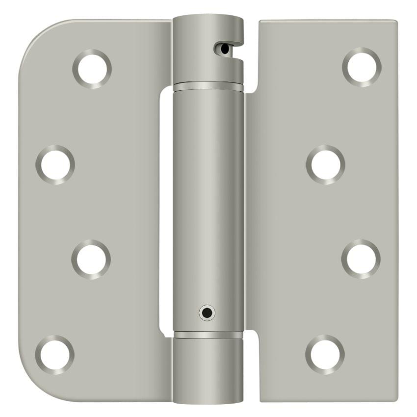 Deltana DSH4SR515-LH Left Hand 4" x 4" 5/8" Radius by Square Spring Hinge; Satin Nickel Finish.