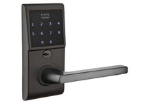Emtek E4020HLOUS19RH Helios Lever Right Hand 2-3/8" and 2-3/4” Backset Single Cylinder Emtouch™ Electronic Leverset Touchscreen Lockset for 1-3/4" to 2-1/4" Door Flat Black Finish.