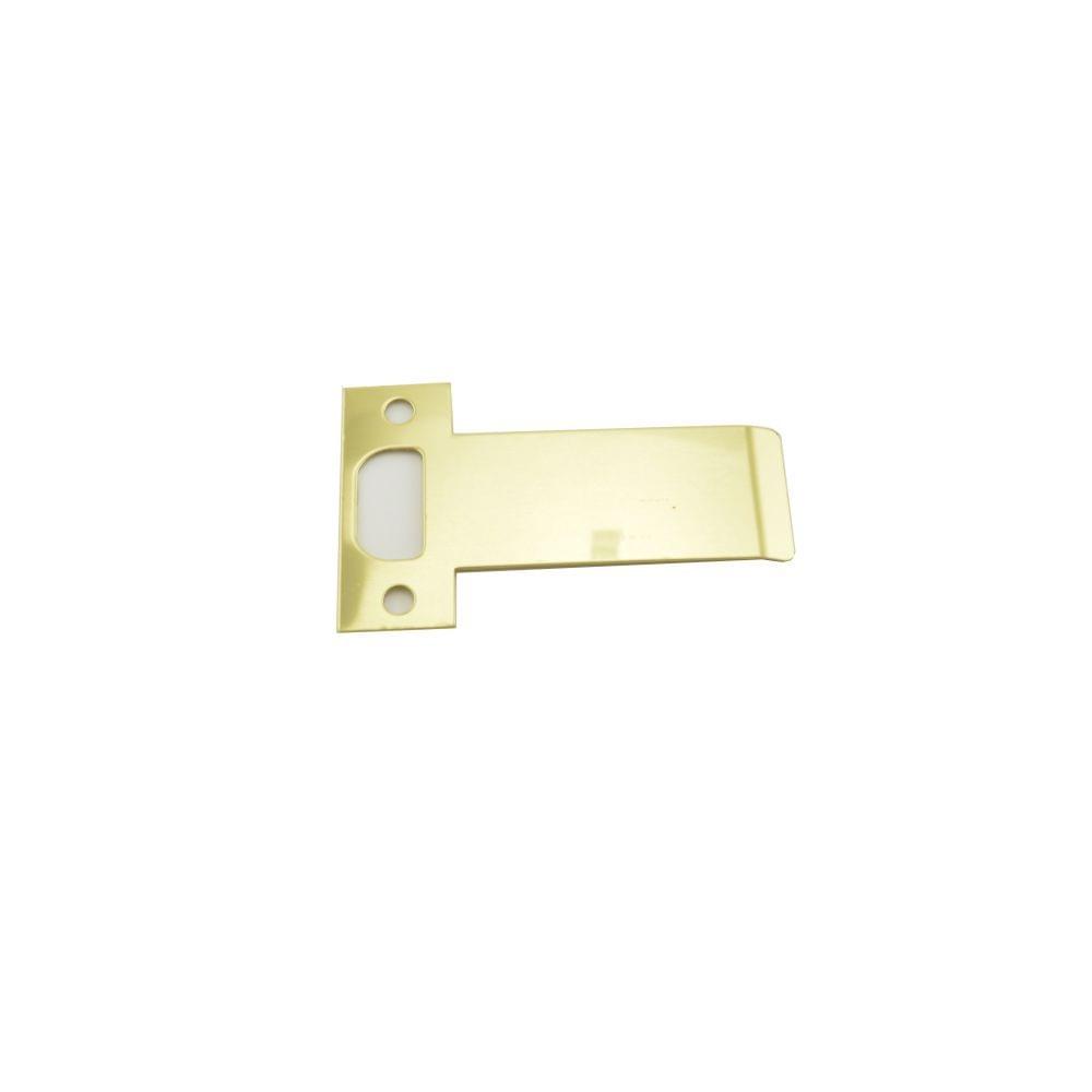 Don-Jo ETS104605 2-3/4" T Strike with 4" Extended Lip Bright Brass Finish.