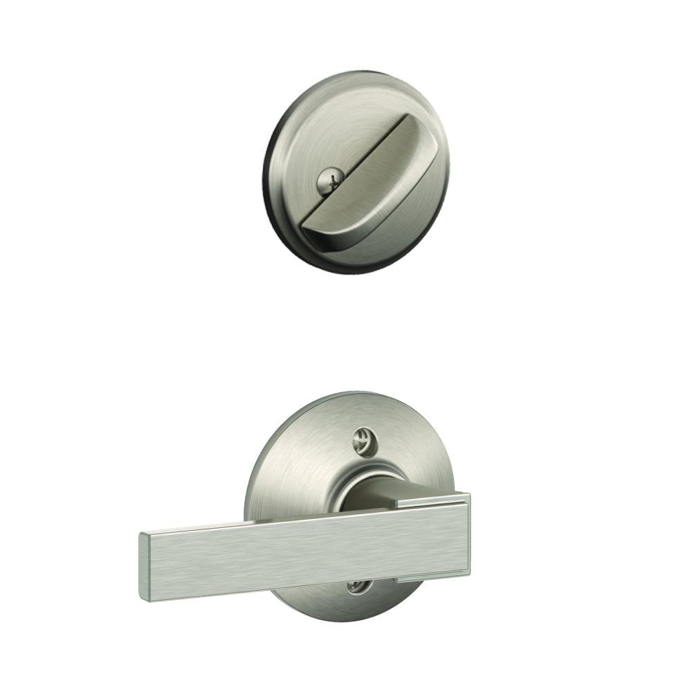 Schlage F59NBK619 Northbrook Lever with Collins Rose Interior Active Handleset Trim Satin Nickel
