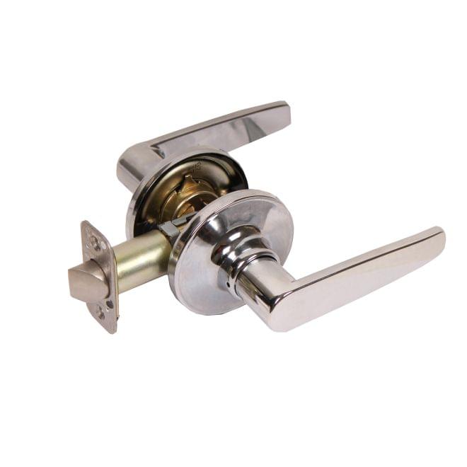 Pamex FLG203 Olympic Lever with Round Rose Passage Lockset Grade 3 Bright Chrome Finish.