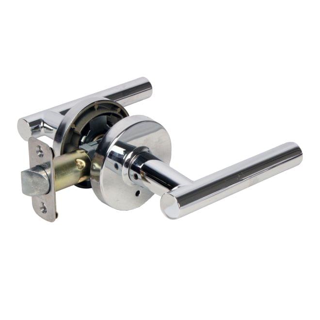 Pamex FLT208C Mira Lever with Round Rose Privacy Lockset Grade 3 Bright Chrome Finish.